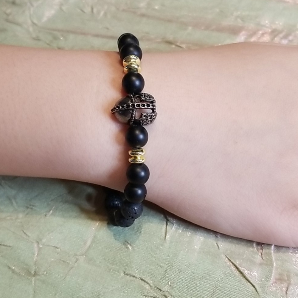Buddah stretch black beads bracelet
